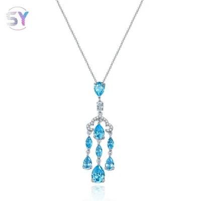 Fashion Jewellery 925 Sterling Silver Diamond 8mm*12mm Pear Cut Zirconia Pendant Necklace Silver Jewelry