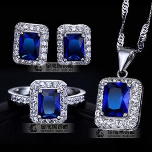 Fashion Emerald Cut Tanzanite Stone CZ Jewelry Set