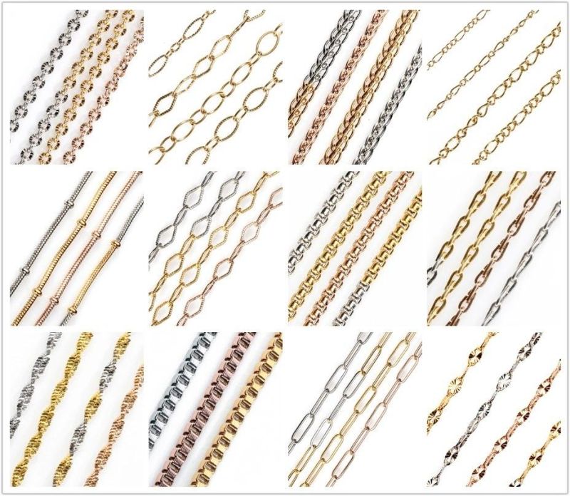 Factory Wholesale 316L Gold Plated Stainless Steel Chain Necklace Curb Chain Jewelry for Classic Bracelet Anklet Lady Fashion Design