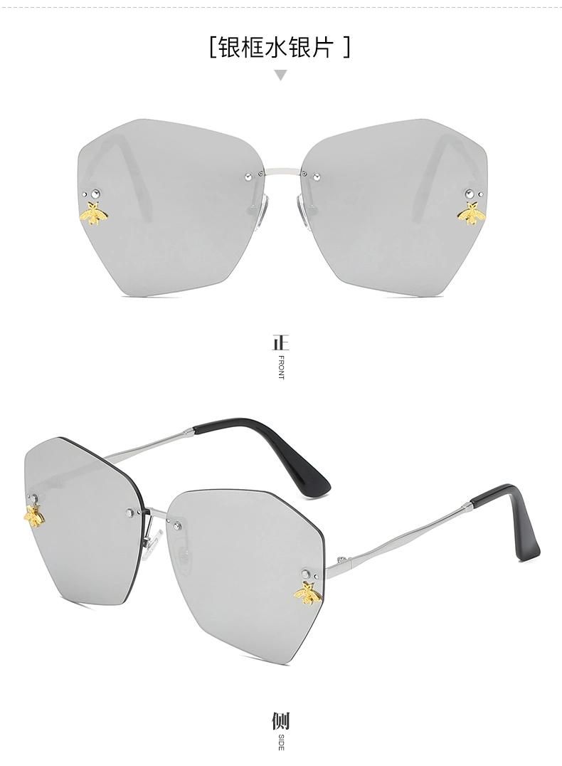 Fashion Summer Rimless Square Metal Frames Women Unisex Polarize Sun Glasses Sunglasses Newest