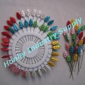 55mm Colored Leaf Shape Head Pin Wheel for Decoration
