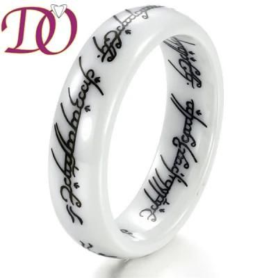 Custom Made White Ceramic Ring Laser Engrave Ceramic Ring