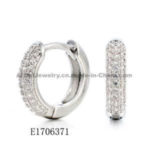Sterling Silver or Brass Fashion Jewelry Hoop Zirconia Earrings for Girls