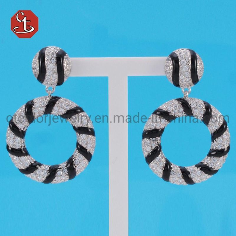 Fashion Enamel Silver or Brass Earrings Wholesale Jewelry Silver