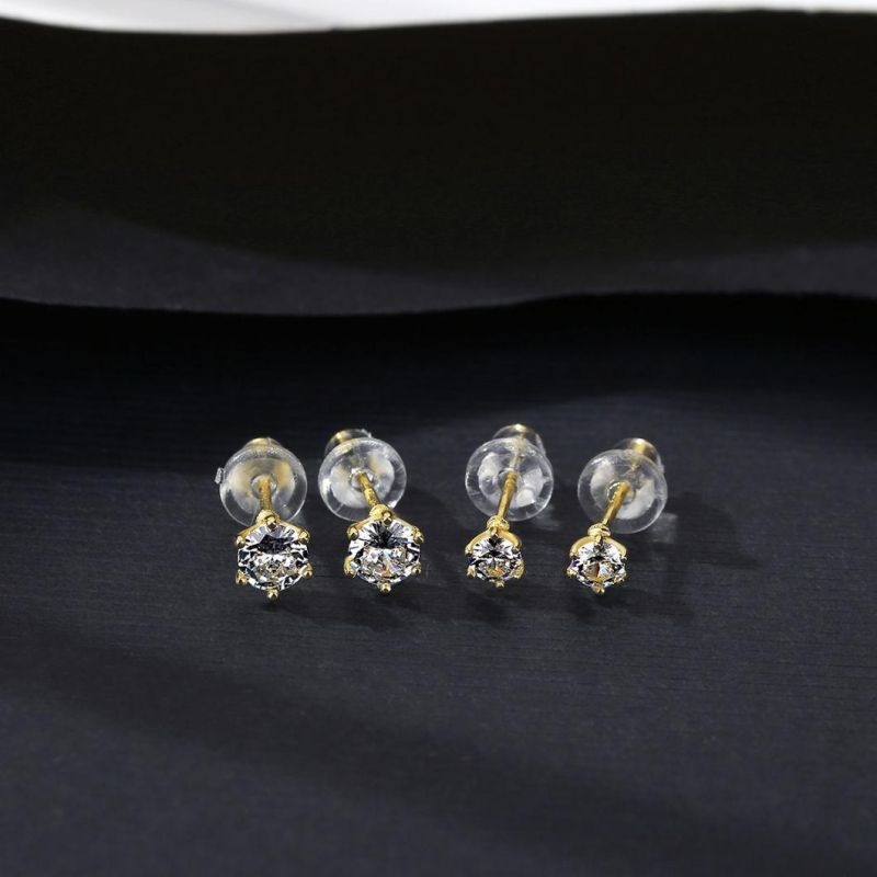 Customized Hexagon Ear Stud with Rhinestone Fashion Earring