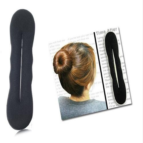 Solid Black Nylon Sponge Taenia Headbands Hair Donut Hairdisk Device Quick Messy Bun Hairstyle Hats