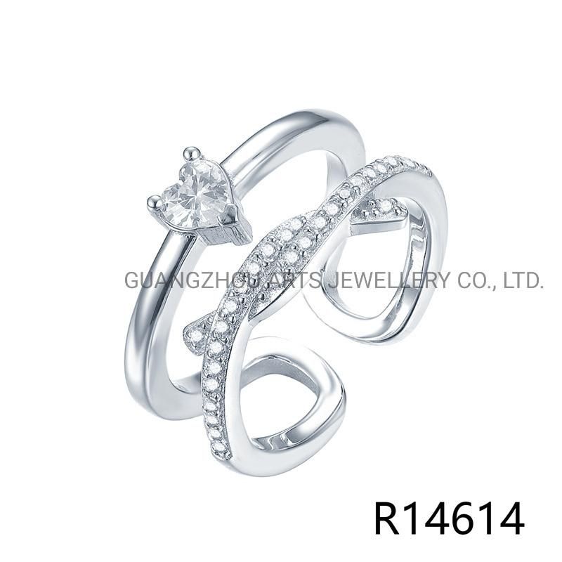 Korean Geometrical Twisted 925 Sterling Silver Open Adjustable Ring