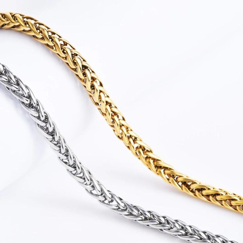 Stainless Steel Wheat Chain Custom Length Necklace with Clasp Three Colors for Handbag Chains Accessories