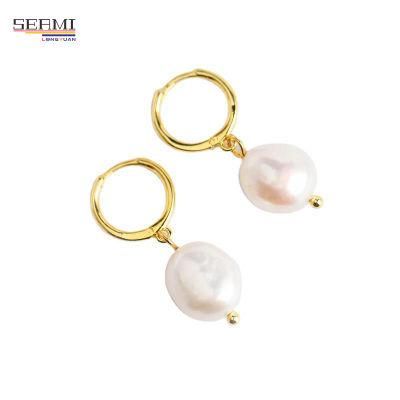 S925 Irregular Freshwater Pearl Stud Earrings
