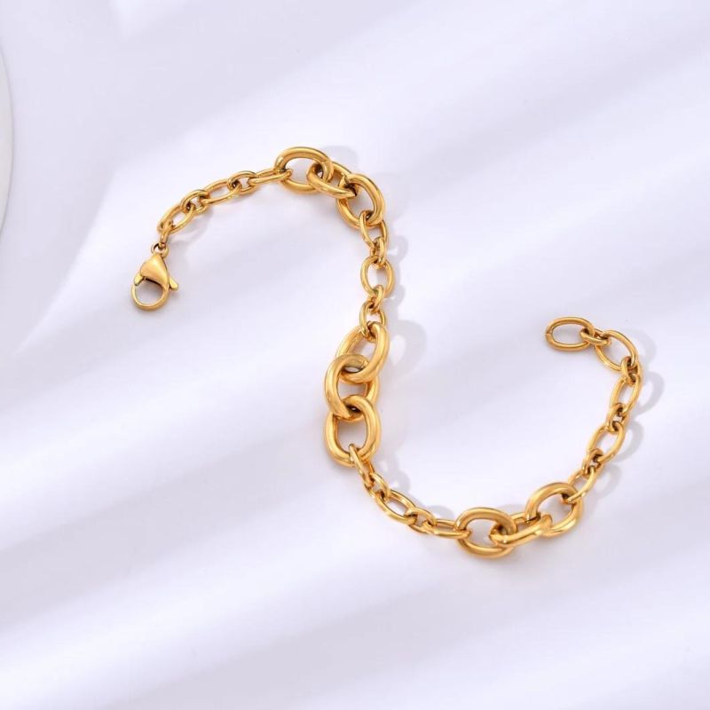 Stainless Steel Jewelry Bracelet for Women Costume Fashion 18K Gold Plated Imitation Charm