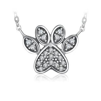 S925 Sterling Silver Necklaces Dog Paw Necklaces Baby Pet Pendants Charms Necklaces for Women