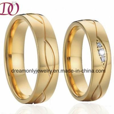 New Fashion Gold Engagement Ring Wedding Band for Romantic Love Couples