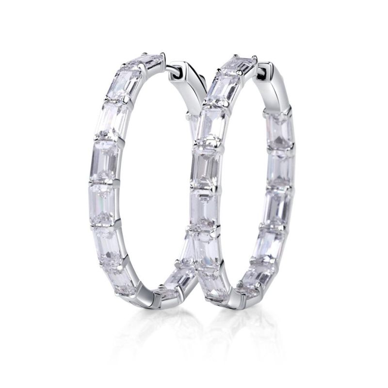 925 Sterling Silver Earrings Hoop Huggie with Cubic Zirconia Stone Customized Jewelry