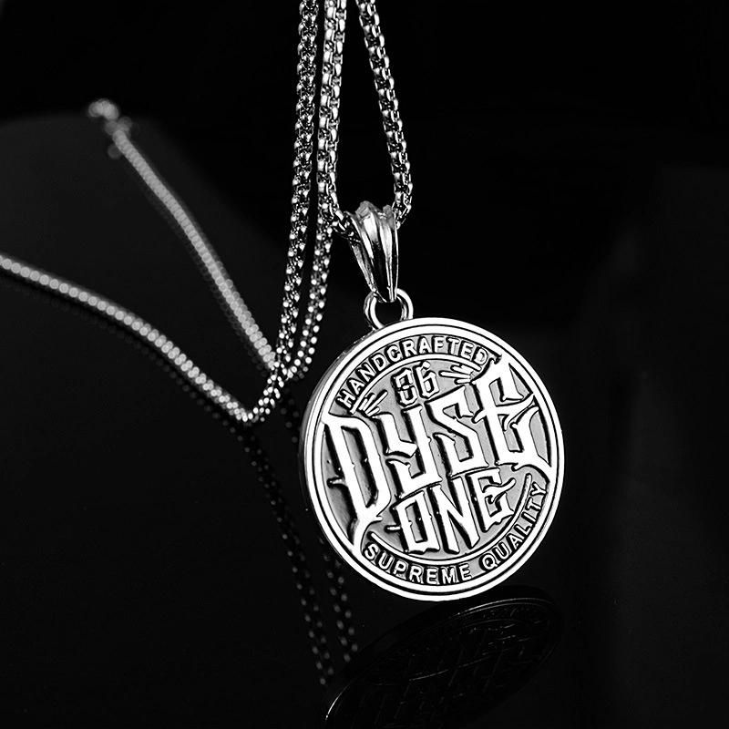 Men Hiphop Sweater Chain Round Double Sided Necklace