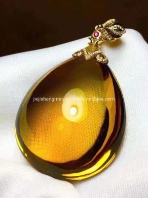 Transparent Luxury Oval Pendant 18K Gold Brazil Yellow Crystal