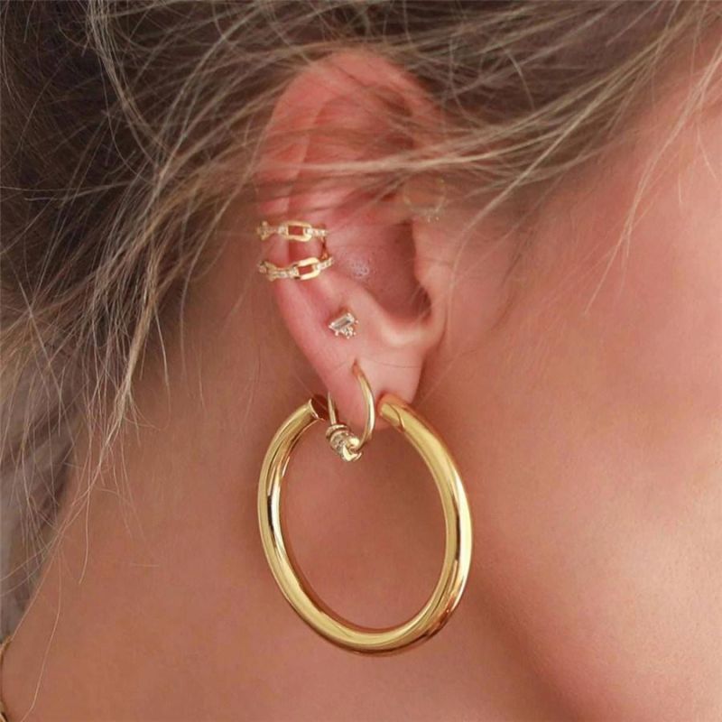 Best Seller Smooth Chunky Hoop Earrings for Ins Popular Jewelry