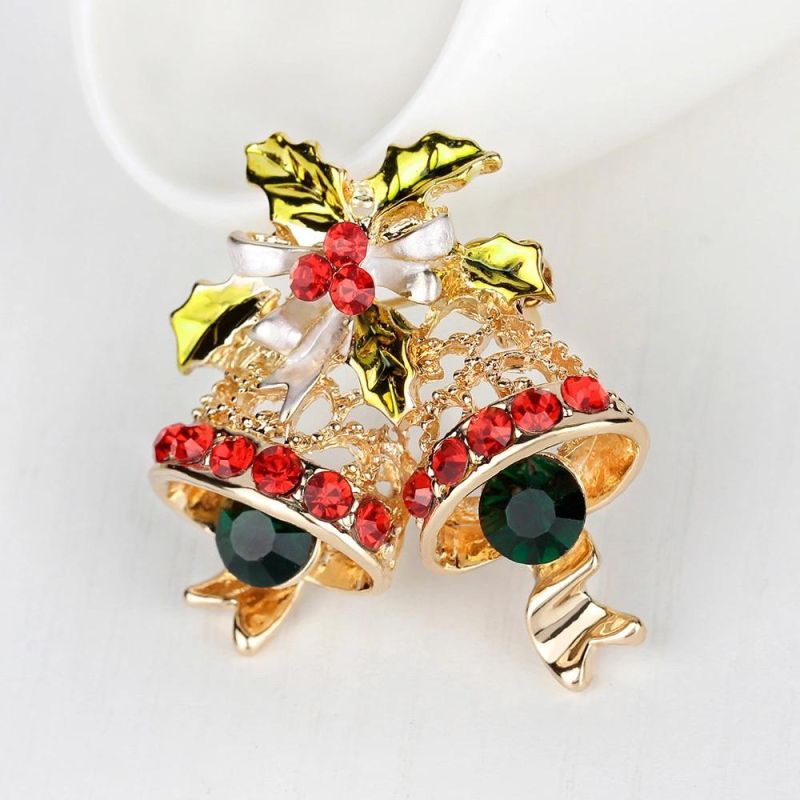 R-043wchristmas Alloy Crystal Rhinestone Pin Jewelry Brooch