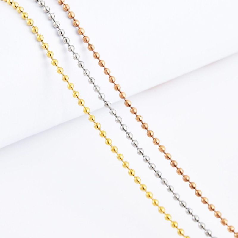 Factory Supplier 18K PVD Gold Plated Ipg Stainless Steel Round Bead Chain Necklace Jewelry