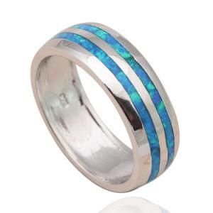 Factory Wholesale 925 Sterling Silver Blue Fire Opal Band Ring