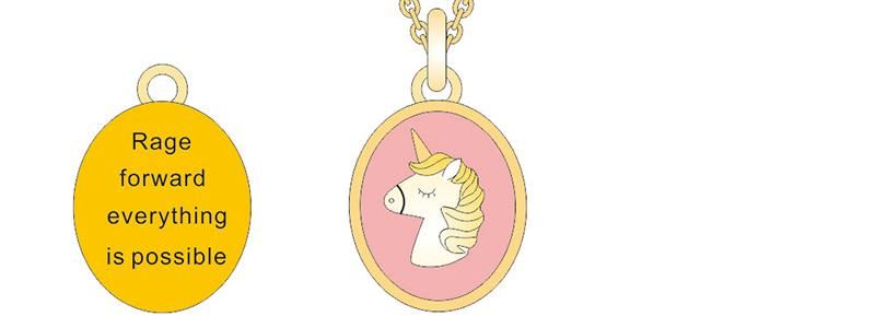 Oval Pink Double-Sided Fantasy Unicorn Jewelry Set