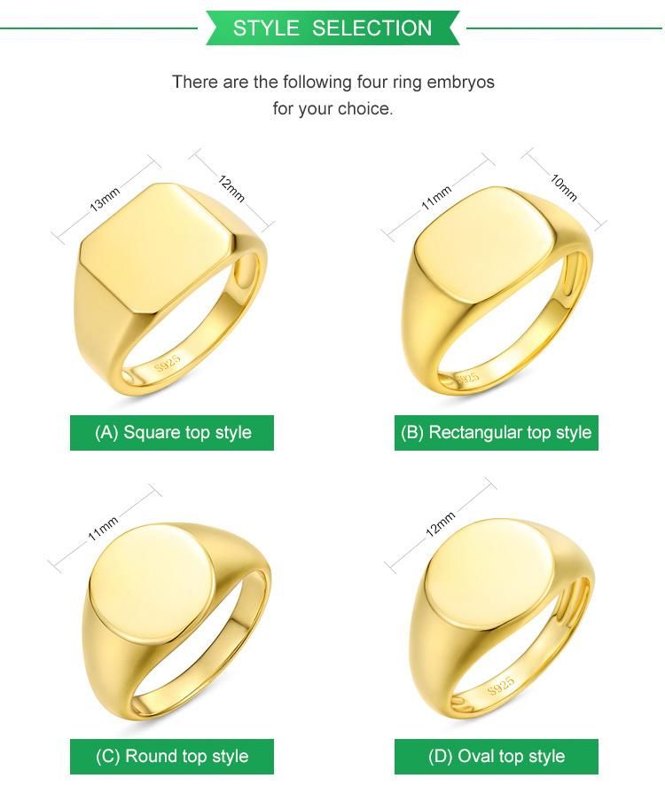 Personalized Custom Logo Name Rings Rhodium Plated Engraved Signet Ring S925 Silver Finger Rings for Women Men Special Gifts