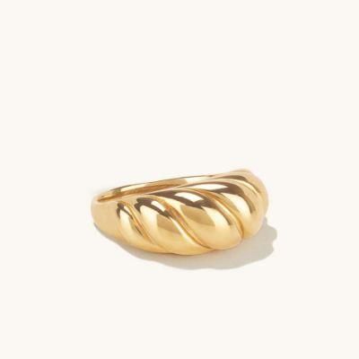 18K Gold Plated Croissant Ring Twist Rope Chunky Rings