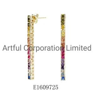 Wholesale 925 Sterling Silver Fashion Jewelry Rainbow CZ Earring