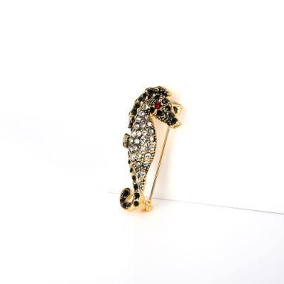 Seahorse Copper Brooch with Shinny Cubic Zircon