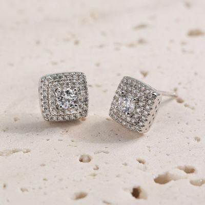 925 Silver Shining Cubic Zirconia Moissanite Lab Diamond Fashion Jewelry Factory Wholesale Handmade Fashion Accessories Jewellery Fine Earrings