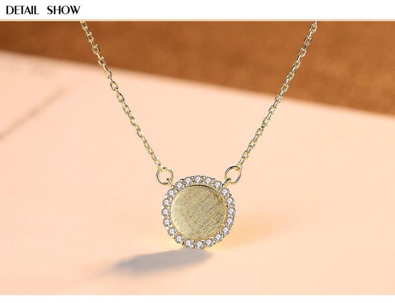 Cubic Zircons on Sun Flower Shape Copper Chains Necklace