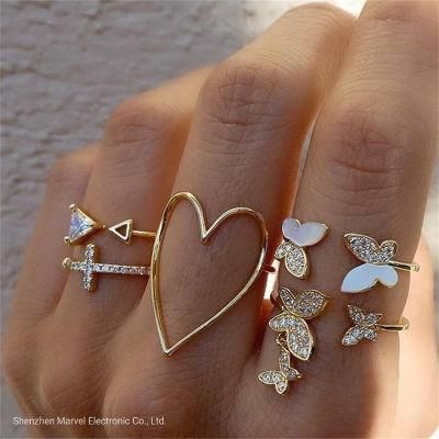 Bohemian Knuckle Cocktail Rings Fashion Jewelry Gold Chain Rings Set