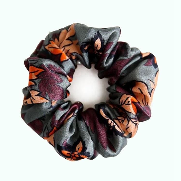 Custom Print Luxurious 100% Silk Hair Scrunchies for Women Fashion Hairbands