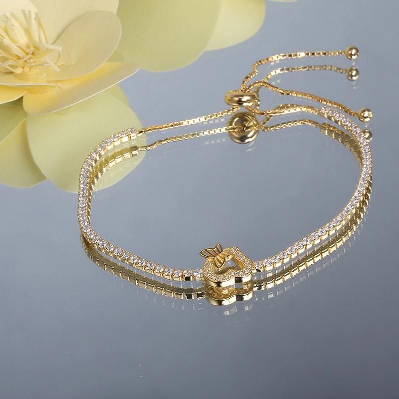 Fashion Accessories Fashion Jewelry Gold Plated AAA Shining Moissanite Cubic Zirconia Hip Hop Butterflies Bracelet