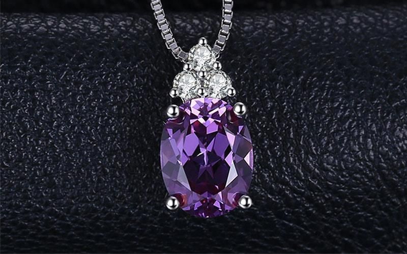 Wholesale 925 Sterling Silver Jewelry Created Gemstone Amethyst Pendant Jewelry Set