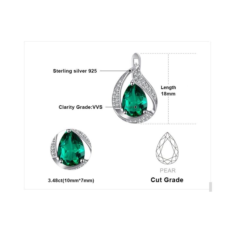 Imitation Jewelry Created Emerald English Lock Earring 925 Sterling Silver Jewelry