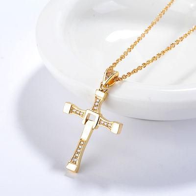 Hengdian Simple Design Religious Jewelry Gold Plated Cross Chain Necklace Pendant