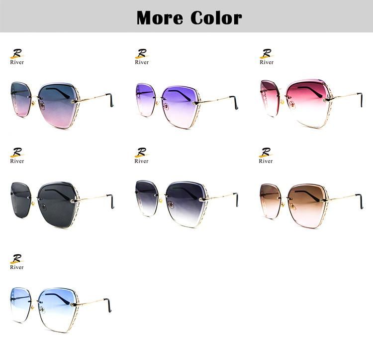 Hot Sale Custom Logo Popular Stock Frameless Women Sunglasses