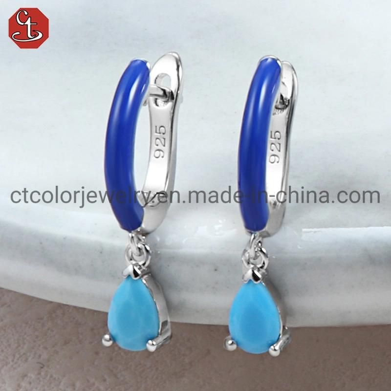 Wholesale Earrings Fashion Bule Enamel Earrings for Women