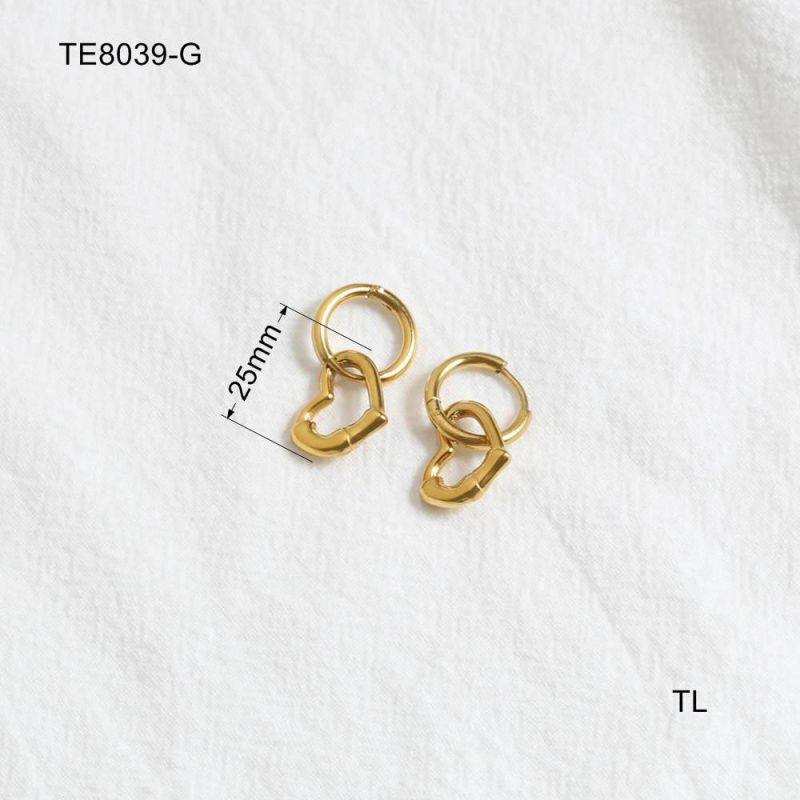 Manufacturer Custom Logo Fashion jewellery High Quality Waterproof Trendy Gold Earring Women Heart Design Jewelry Earring
