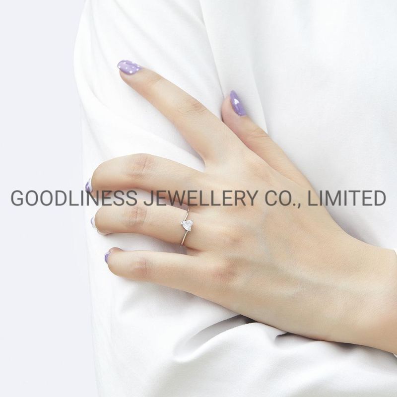 Minimalist Delicated Rhinestone Cubic Zircon Promise Heart Rings for Women