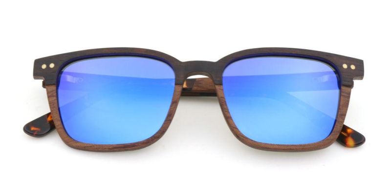 High Quality Classic Retro Rectangle Two Layers Wooden Sunglasses for Men