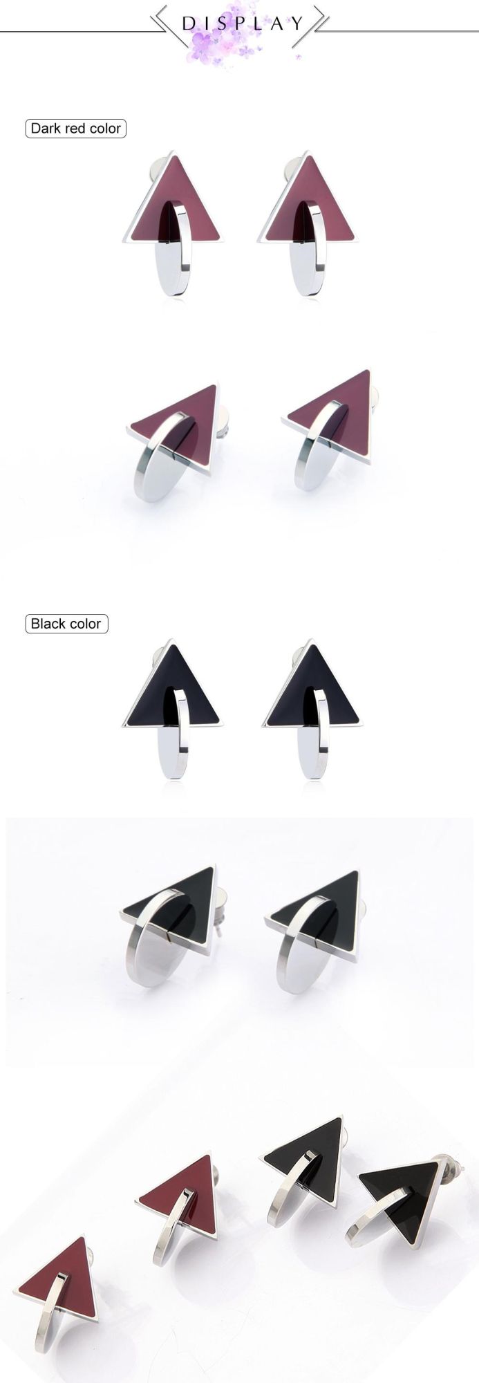 Stainless Steel Earrings in Double Triangle Shape for Girlfriend