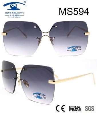 Latest Design Fashion Square Shape Women Metal Sunglasses (MS594)