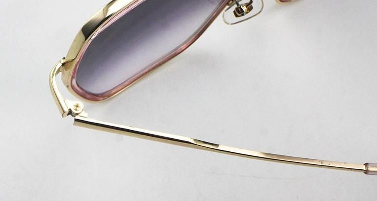 New Custom Logo Hexagon Stock Metal Frame Women Sunglasses