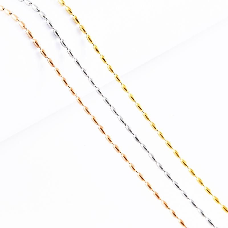 Hot Selling Gold Plated Stainless Steel Olive Bead Chain Necklace Accessories Chain for Jewelry Design