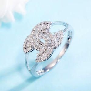 Double C Design Fashion Women Jewelry Girls Gift Wedding Ring Diamond Finger Ring