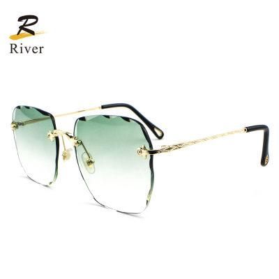 Hot Custom Logo Stock Trimmed Frameless Women Sunglasses