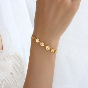 Fashion Women Jewelry Stainless Steel Smile Coin Chain Bracelet