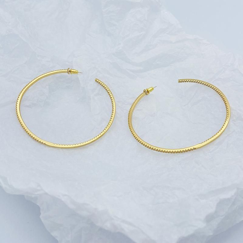 925 Sterling Silver Needle Large Circles Brass Earring