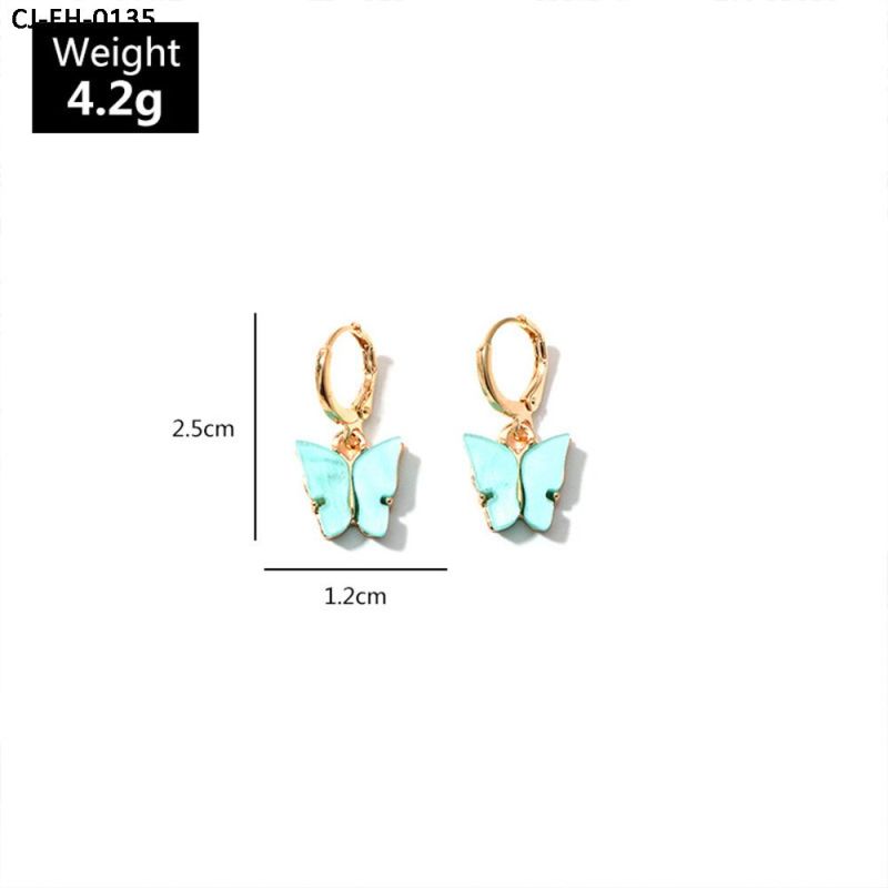 Fashion Korean Style Colorful Women Acrylic Alloy Statement Butterfly Pendant Stud Earrings Wholesale